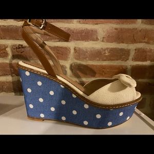 Anthropologie Polka Dot Wedges. Size 8. Never worn.